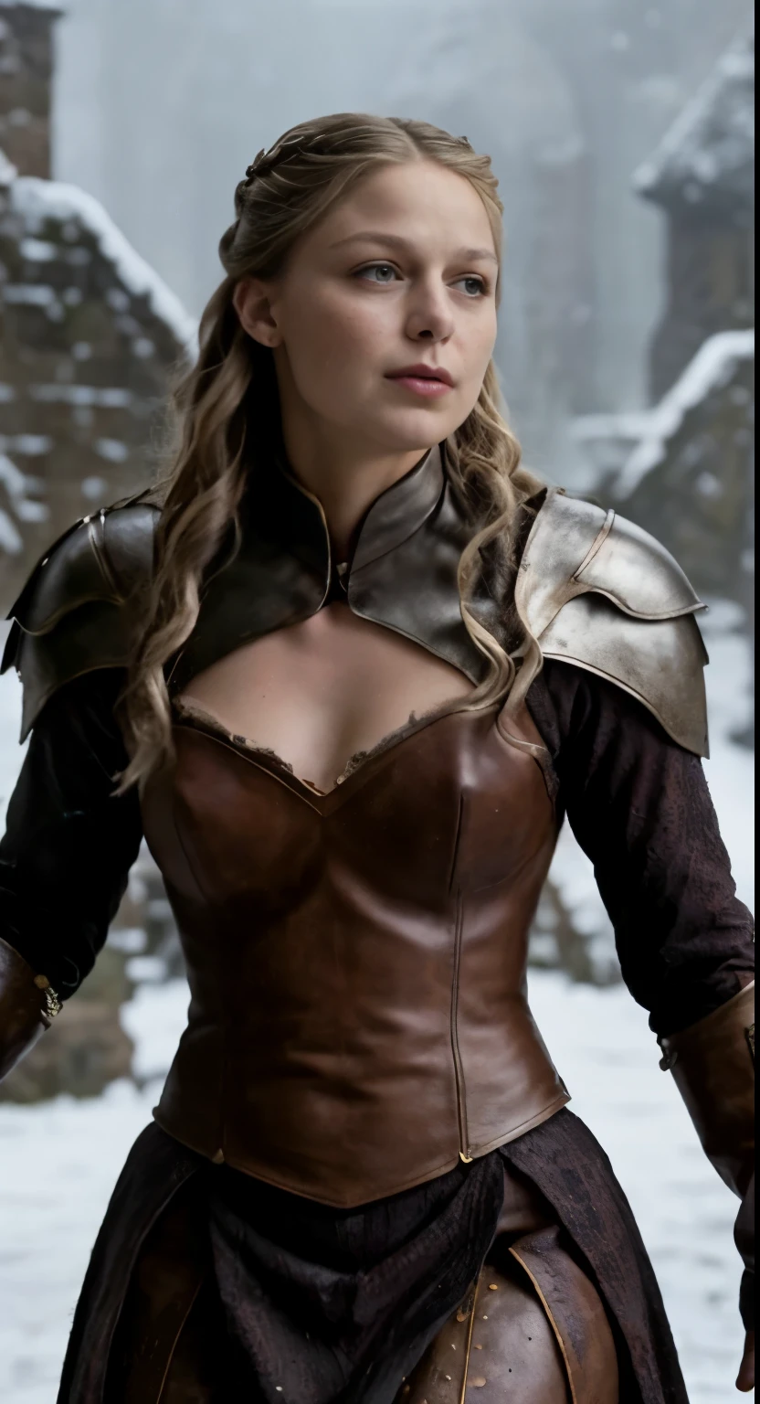 ( Photograph of Melissa Benoist as hot queen ) (random photo , full body shot, tall womayne Stone, Gorgeous Woman, Queen, queen lady, Lady of Winterfell, Wardeness of the North,) the de facto Lady of the Eyrie, 40 years Old, she  a Full growned mature lady now, beautiful mature lady, the queen, milf beauty, mature queen, a captivating woman, beautiful queen, empress, mediaeval queen, alluring appearance, unrivaled beauty, , mediaeval erotic costumes, a Game of Thrones-inspired costume, a close-up of a woman from the middle ages, scene from "Game of Throne," deep cleavage, warrior princess, healthy body, perfect thick body, attractive figure, fleshy body, style of "Game of Throne,", stunning woman, dress made of leather  clothe ( ( insanely detailed realistic skin texture, pores, wrinkles ,freckles) , realistic environment, detailed ultra realistic facial features perfect body parts, ( hyper photorealistic) )