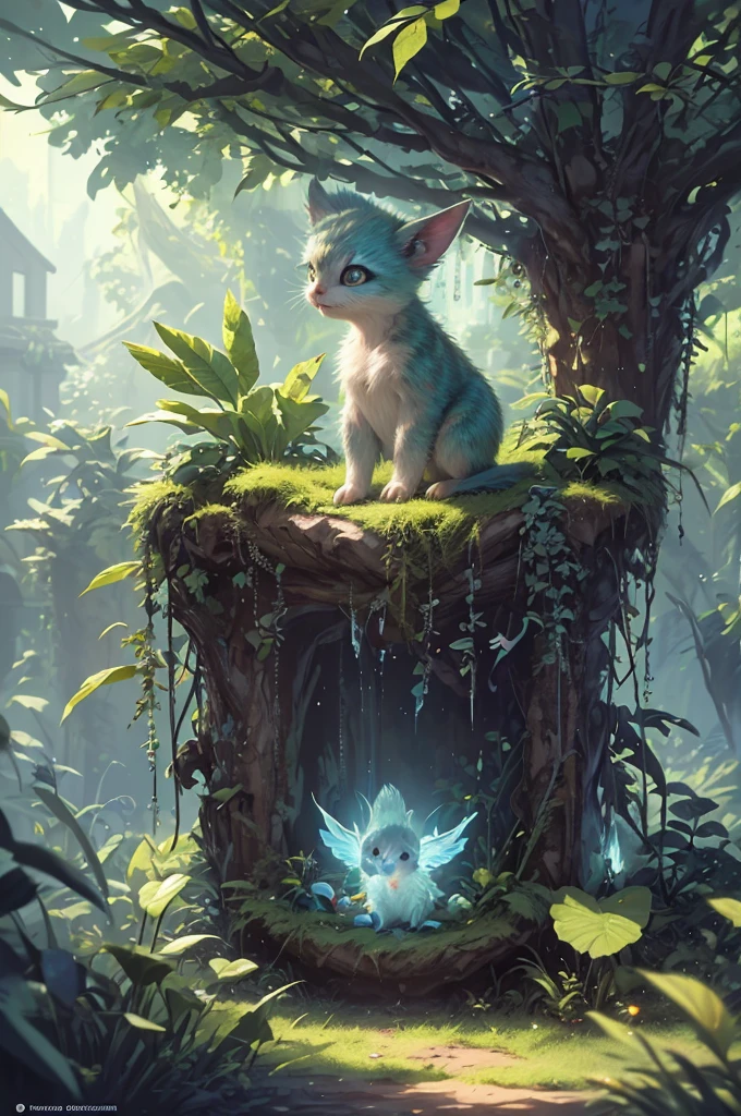 grainy, extremely detailed, intricate details, dynamic lighting, photorealistic, film, daylighting, m0NST3RFY3, cute kitten, playing with moth