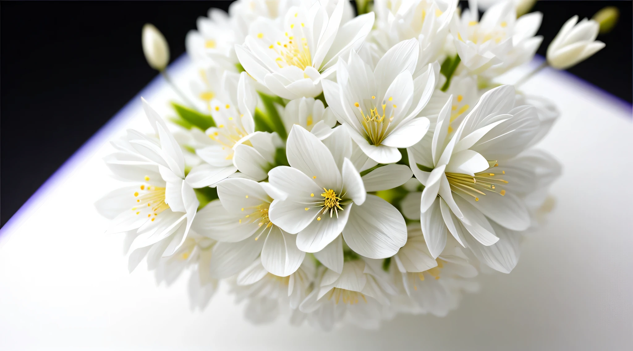 A bouquet of white plum blossoms，super transparent，圣optics，美丽的optics谱optics，There are dewdrops on the petals，twinkle，晨optics背景，透明optics滴，反射opticright，optics线向内流动，optics学，Portrait silhouette，Keen focus，iintricate，hyper realisitc、Fantastical、artworks、optics、trends in art station、pearls、Silver Patronus Cloud Pair、Caustic envelope series 16K、real ar 23v4 uplight