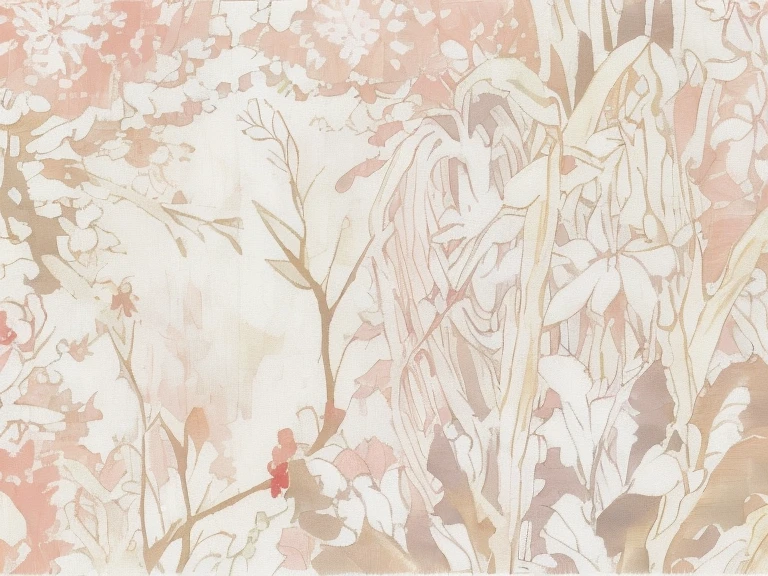 Close-up of a wallpaper,There is a bouquet of flowers on it, pale pink grass, pink grass, Melts into a coral pattern, entangled foliage, boho floral vines, floral wallpaper, botanical background, complete image, The setting is happiness wallpaper, wallpaper design, Summary of branch composition, Patches of red grass, beautiful high resolution, wild foliage, Exquisite garden , branches and foliage