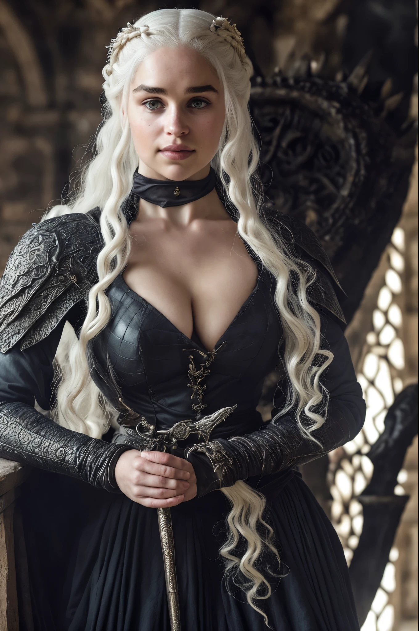 Full body view,Skirtlift, vagina visible,bsp,Masterpiece, daenerys targaryen, gorgeous woman, queen, Queen Lady, Princess of Dragonstone, black mole on the chest, Unburned, Queen Meereen, Queen of the Andals, Roynar and the First Men (plaintiff), Defender of the Seven Kingdoms (plaintiff), Khaleesi of the Great Grass Sea, Shackle Breaker, Mother of Dragons, tome, Who was promised, Lady of Dragonstone , 35 years old, Now she's a grown lady, Beautiful mature lady, queen, Beauty, Mature Queen, Best Quality, Little, Charming beauty, Charming woman, Lustful Queen, Alluring appearance, Unparalleled beauty, Wonderful breasts,  Medieval long dress, Game of Thrones costume, Close-up of a woman from the Middle Ages, daenerys targaryen, Daenerys, reminiscent of Emilia Clarke, Emilia Clarke, Scene from "Game of Thrones," deep cleavage, Warrior princess, healthy body, Perfect fat body, attractive figure, fleshy body, style of "Game of Thrones," Beautiful lady, a handsome female, medieval garb, stunning woman, 8K, insane details, dress made of clothes and jewelry, Perfect hair, Styled hair, High-definition eyes, perfect arms, Perfect fingers, Perfect eyes