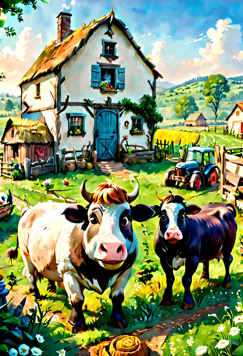 by Aardman Animations, Farm Life, Country style, intricate, (best quality, masterpiece, Representative work, official art, Professional, unity 8k wallpaper:1.3)