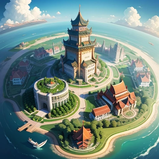 A island shapes like a duck on China Shanghai and Guangzhou and Jiangsu together and a big China Castle