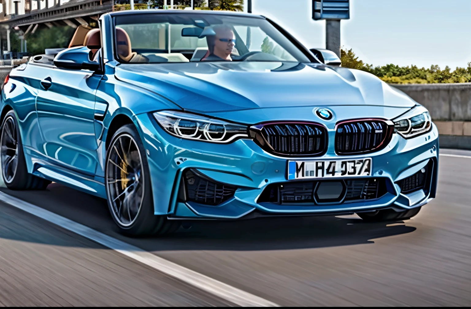 Masterpiece, realistic, hd, 1car, BMW, convertible, BMW m4 competition, blue color, streets