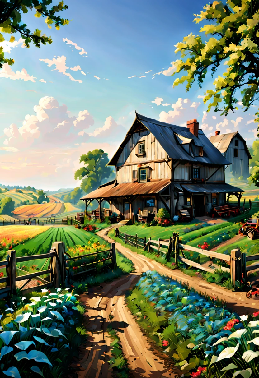 Country style, Farm Life, intricate, (best quality, masterpiece, Representative work, official art, Professional, unity 8k wallpaper:1.3)