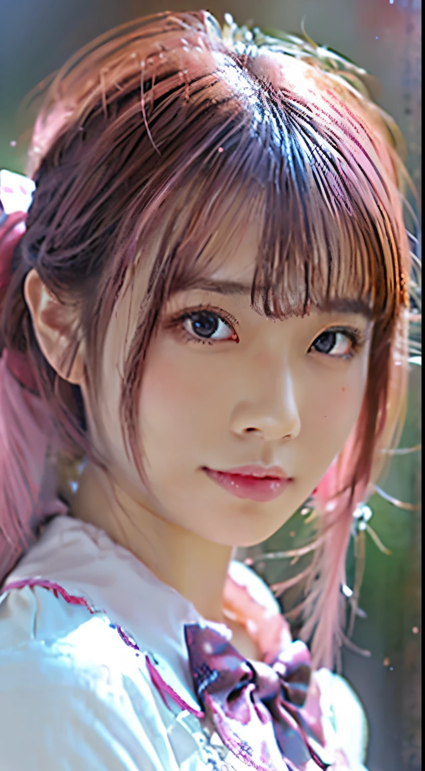anime girl with pink hair and a bow in her hair, kawaii realistic portrait, guweiz, portrait of magical girl, cute character, cute art style, anime moe artstyle, character art of maple story, cute portrait, cute anime girl portrait, portrait of a small character, artwork in the style of guweiz, splash art anime
