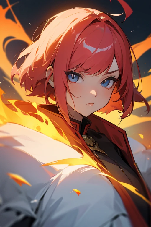 Bust up, female fire mage, mouth closed, portrait