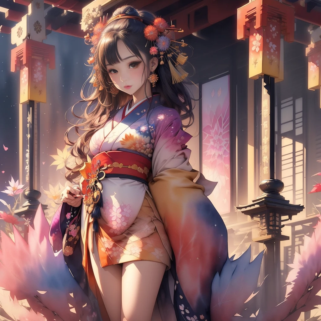 (Masterpiece, Top Quality, Top Quality, Official Art, Beautiful Aesthetics: 1.2), (One Girl in Kimono: 1.3), (Kaleidoscope: 1.2), High Definition, Rich Colors, Top Definition, (Watercolor: 1.3). 3), light mixing, playful patterns, lively textures, rich colors, unique visual effects, fantastic, (Fractal Art: 1.3)((Japanese Beauty))