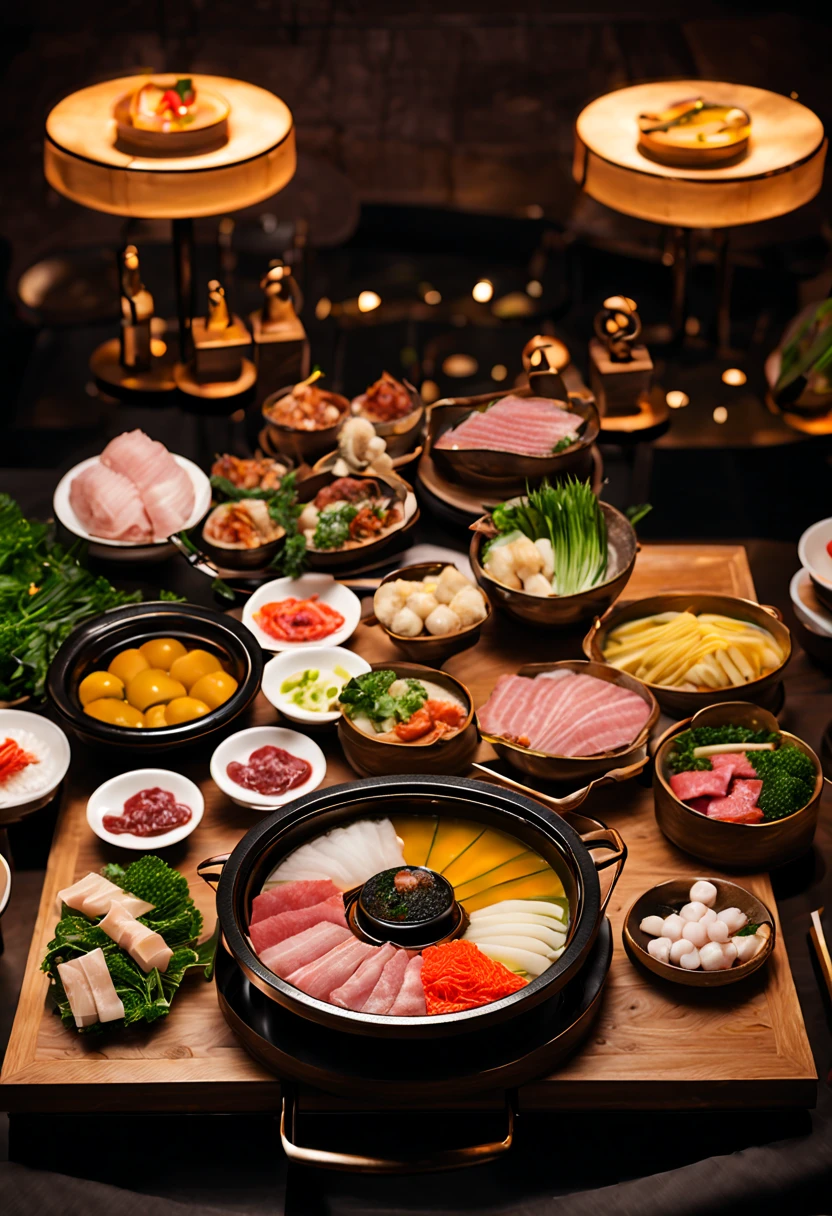 Ingredients for a modern hotpot restaurant,Very exquisite and delicious,Lifestyle presentation