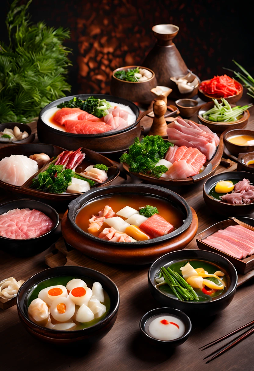 Ingredients for a modern hotpot restaurant,Very exquisite and delicious,Lifestyle presentation