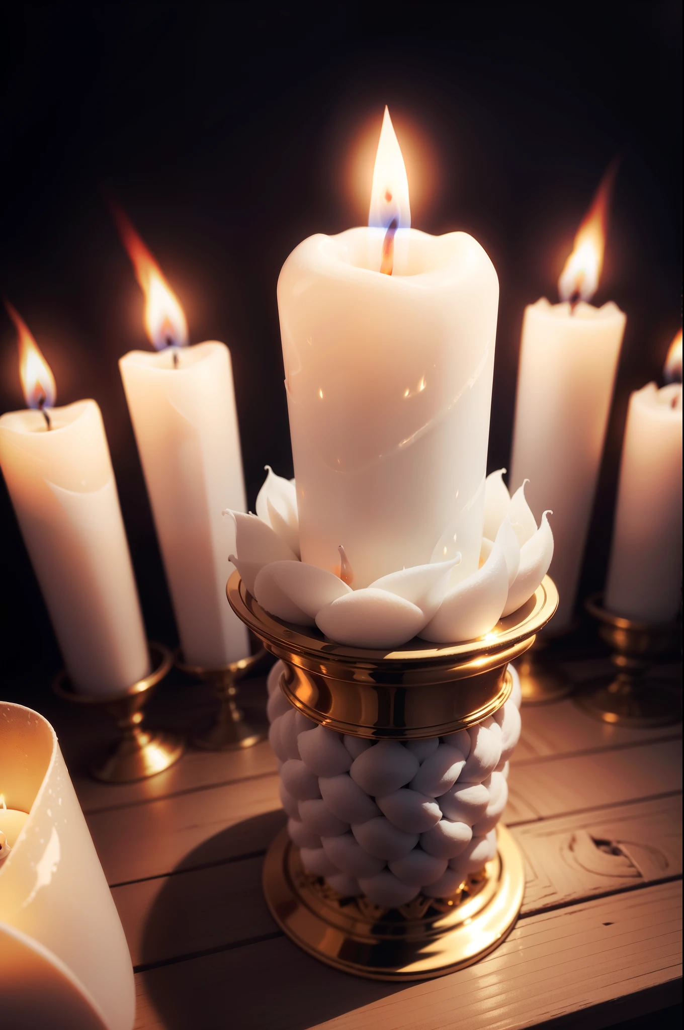 (no people),close-up of only one white candle flame in dark night,best quality,masterpiece, super realísta, 8K