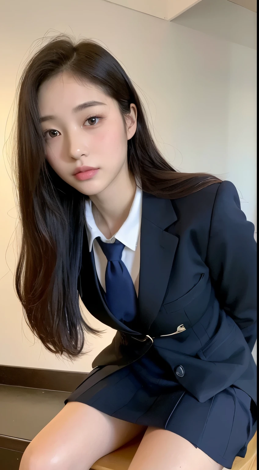 ((top-quality、8K、​masterpiece:1.3))、Beautiful Women in Perfect Figure:1.4、dark brown hair、small tits、Exposed cleavage、Pendants、((Wearing Japanese high school uniforms))、((Japan High School Girl))、At the festival、Highly detailed facial and skin texture、A detailed eye、二重まぶた,wet body:1.2、8th class、Perfect style、Model Pose、full body photographed