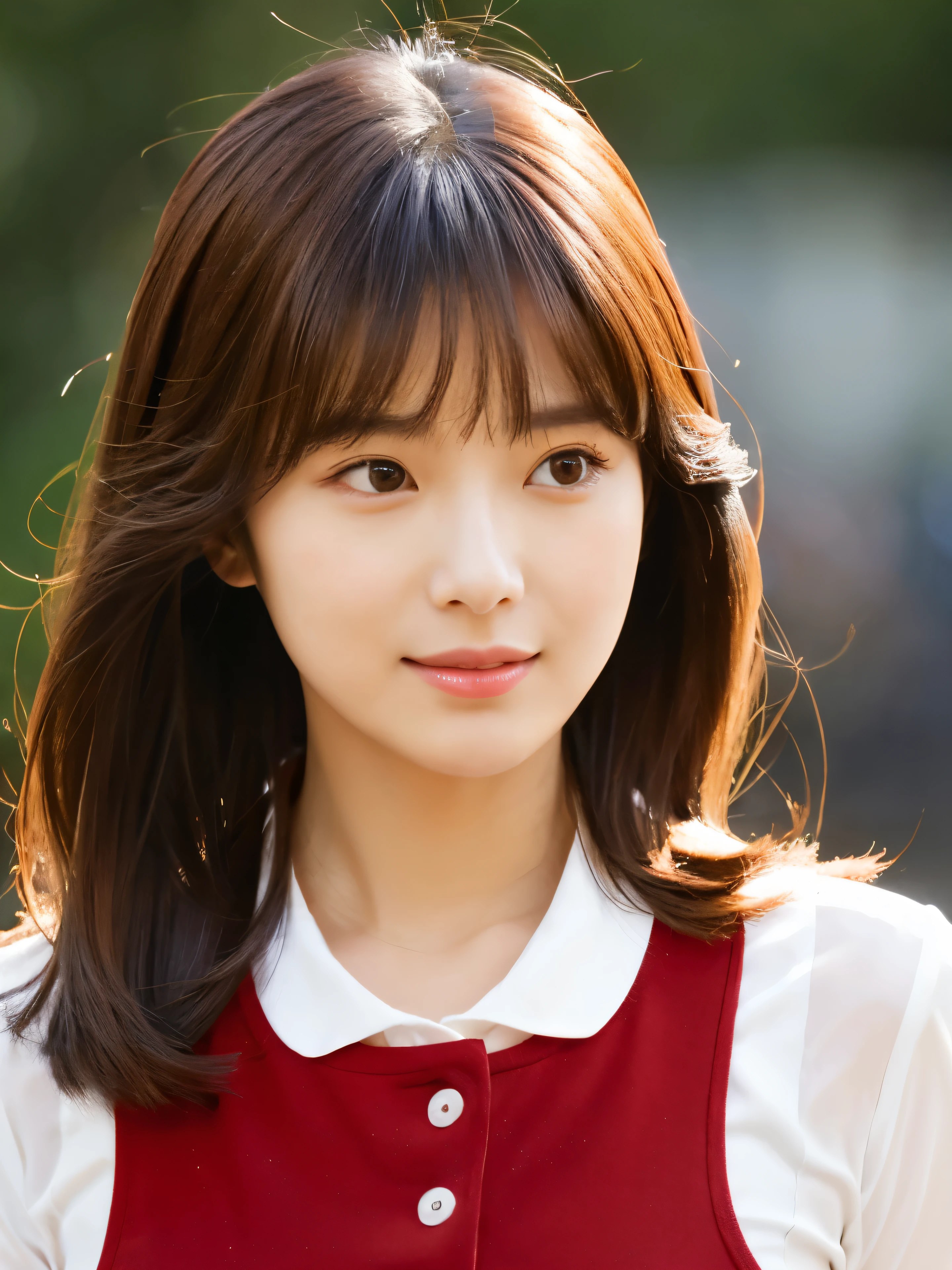 high-definition picture,There is a woman wearing a tie and a red shirt, beautiful Korean women, Korean Girl, sun yunjoo, Cute Korean Actress, Gorgeous young Korean woman, neat hair with bangs, brown haired, Beautiful young Korean woman, Choi Hong Hwa