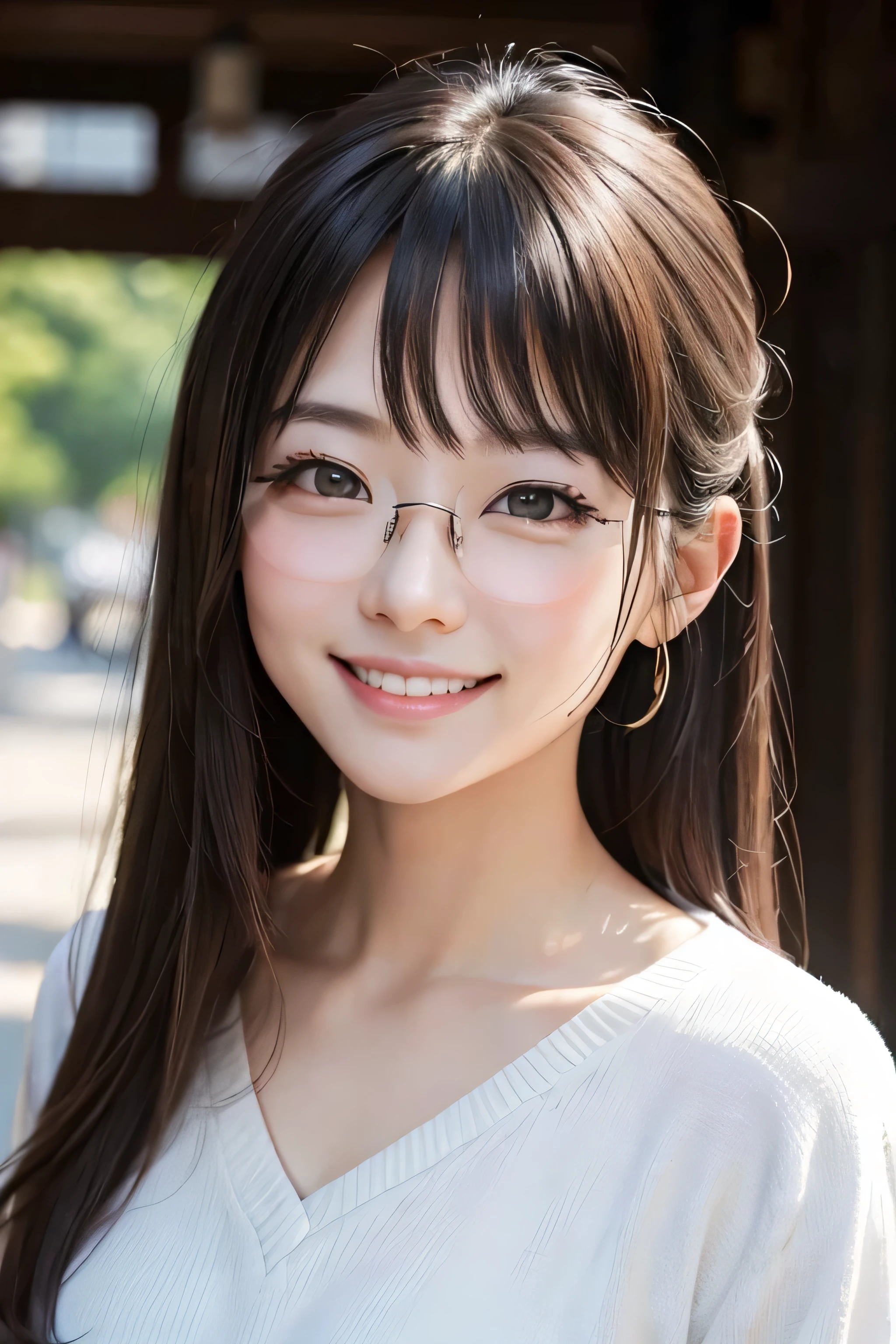 A smile、stare、Happy、Glasses