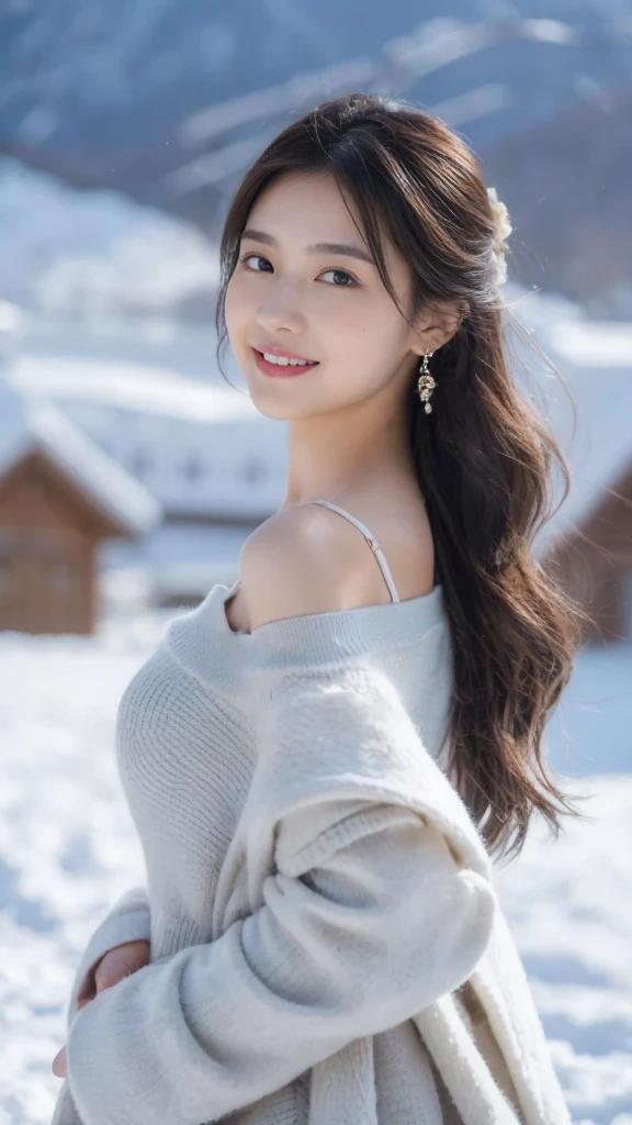 (On a table, Best quality at best, realistically, ultra - detailed, meticuloso, A high resolution, 8k wallpaper), Close-up portrait of a beautiful woman, Chariada, Smiling, light brown messy hair, Perfect dynamic composition, 美丽meticuloso的眼睛, Just like the cover of a fashion magazine, On campus
