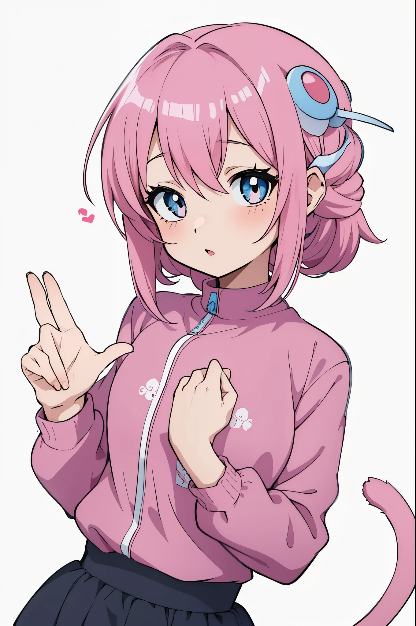 uma menina dos desenhos animados com cabelo rosa e olhos azuis segurando uma escova de dentes, com o dedo indicador, Pin no anime, Menina do anime chamada Lucy, visual anime de uma menina bonito, anime moe artstyle, cabelo rosa twintail e olhos cianos, gato anime bonito, em estilo anime, uma garota de anime, humanoid pink female squid girl, menina anime jovem, estilo anime bonito