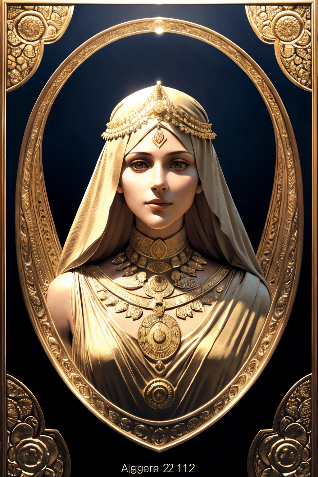 (analog:1.4), (concept art), poster of 1 female goddess, smile, hijabi, portrait, engraving, (3d floral human cameo), (with 2D frame), Decoratifs ,by Alphonse Mucha, (photorealistic:1.4), intricate, detailed,
(good anatomy, good proportions, good composition, award winning, best quality, masterpiece:1.45), good highlights, good shading, volumetric lighting, dark theme, (mature :1.3),