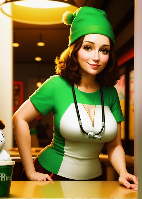best quality, highres, solo, restaurants, standing, short, light smile, south_park, dr mephesto,