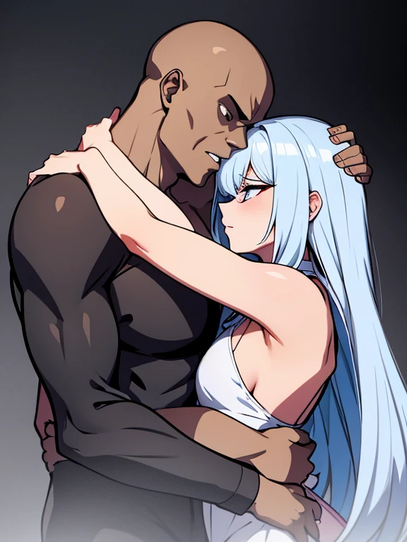 暗闇のIn the fog、Hugging each other、both s、Woman with long hair、muscular man with short hair、In the fog、dark ambiance