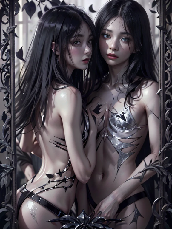 dark magic、Young children、12age、Balance the eyes、and blemish-free skin、upper body closeup、Vampires、russian vampire、Black and white、,barechested.Symetrical, artistic, close up, all my clothes are torn、 Yin, eyes focus, , Exposed skin, Exposed body parts, rag, costum, Broken mirror,Split black and white,Scattered rose petals,with sublevel rack,Eroded by darkness and light,Dynamic Poses、Symetrical、}}}}, {{{Hyper Detailed}}}, {{{hight resolution}}}, {{Good anatomy}}, (((Best Quality))), ((Very delicately beautiful)), {{Very meticulous、Delicate}}, {8k cg wallpaper}, {{illustratio}}, (color background grayscale:1.1), Ray traching, Background bokeh, 1 boy , Solo, Hu Tao(GenshinImpact), boo tao, blanche、barechested.Symetrical, artistic, close up, all my clothes are torn, burst,, , Exposed skin,, , Broken mirror,Split black and white,赤い涙ラックとblancheペイント,Broken,with sublevel rack,Eroded by darkness and light,Symetrical
