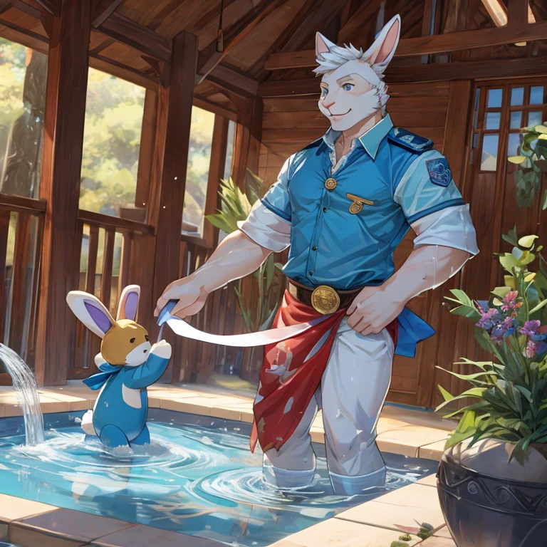 Rabbit Man,a plush,water flowing,lucky