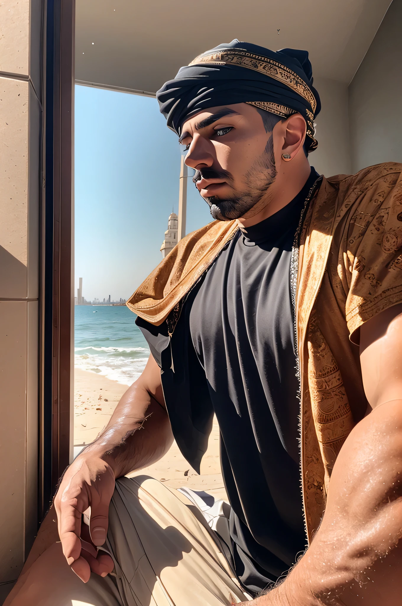 faaris azura, arab, arabic, arabic fashion, style, eyecandy, turban, thobe, mosk
