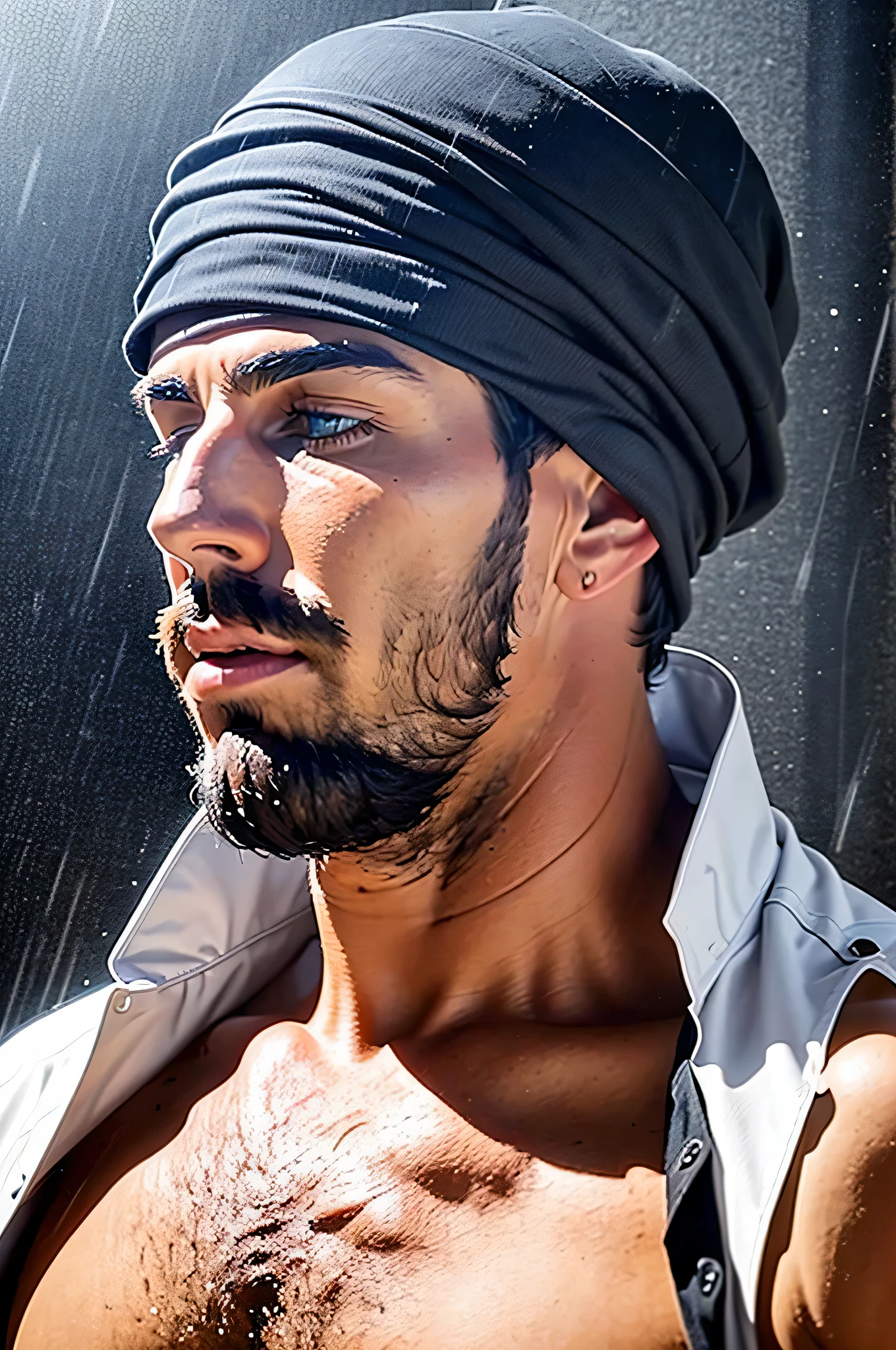faaris azura, arab, arabic, arabic fashion, style, eyecandy, turban, thobe, rain