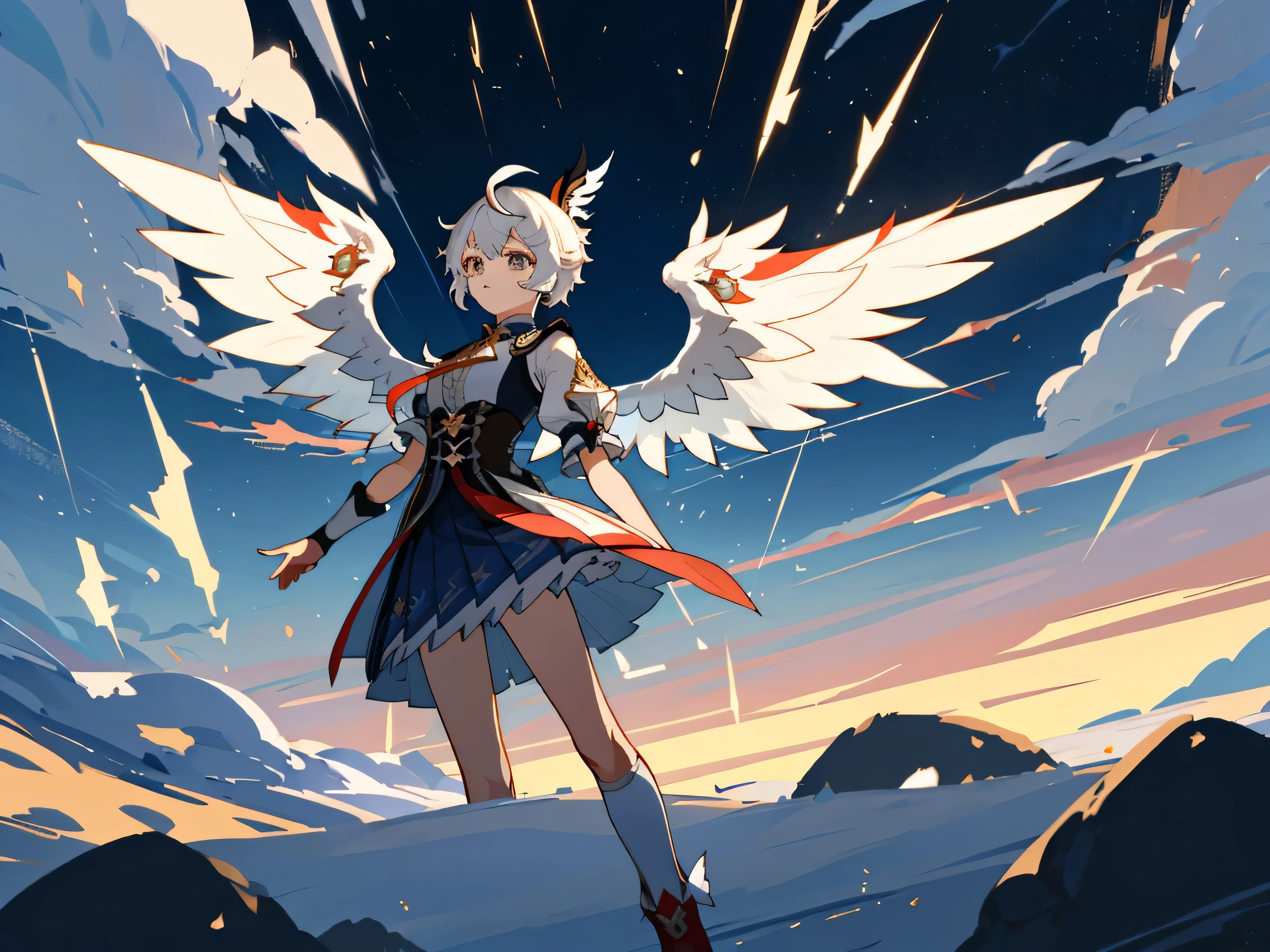 ((tmasterpiece)),(((Best quality))),(character design sheet,Same role,Street,Lateral face,standing back),illuminations,1 Sister,(穿着白色连衣裙的时尚Female pervert孩,There are wings and roses, stained glass wings, Keqing from genshin impact Impact, a scene from《Brave Breakthrough II》, Ayaka genshin impact impact, 高细节offcial art作品, white-haired god, With beautiful wings, genshin impact, offcial art, a scene from 方舟之夜, offcial art品, genshin impact impact's character, 《genshin impact》Zhongli in Zhongli),Hair color,through bangs,hairstyle fax,eyed,environment change,hairstyle fax,Zizi Terrace,Female pervert,Shirts and shirts,As estrelas,Chatongbetalora,(simplestanding background,white standing backgrounid:1.3),--6