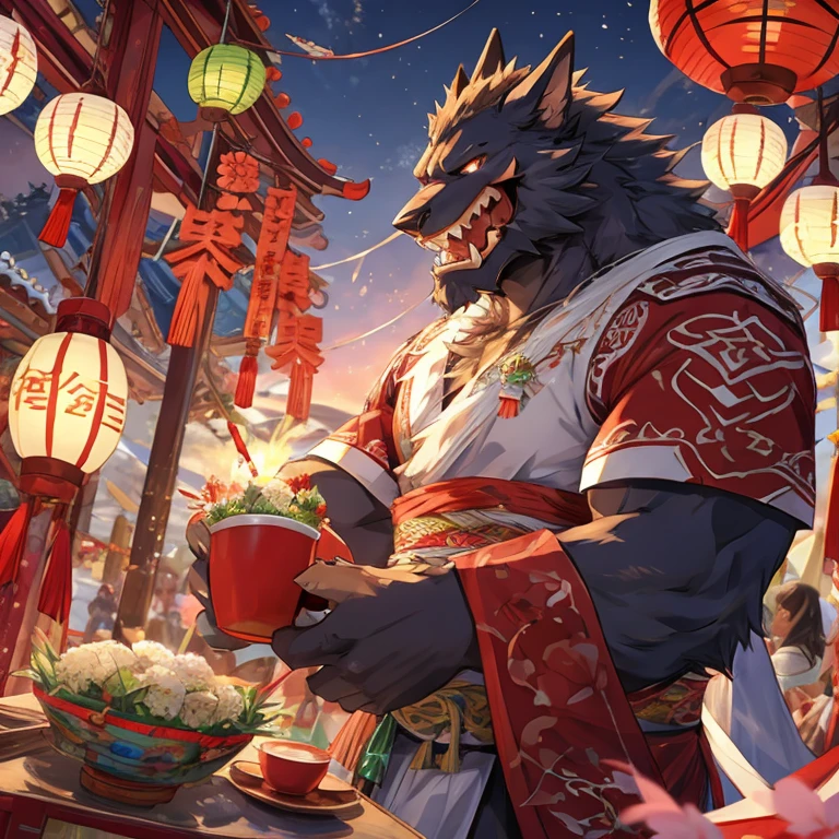 werecreature,Celebrate the Spring Festival,red colour