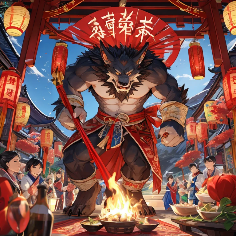werecreature,Celebrate the Spring Festival,red colour