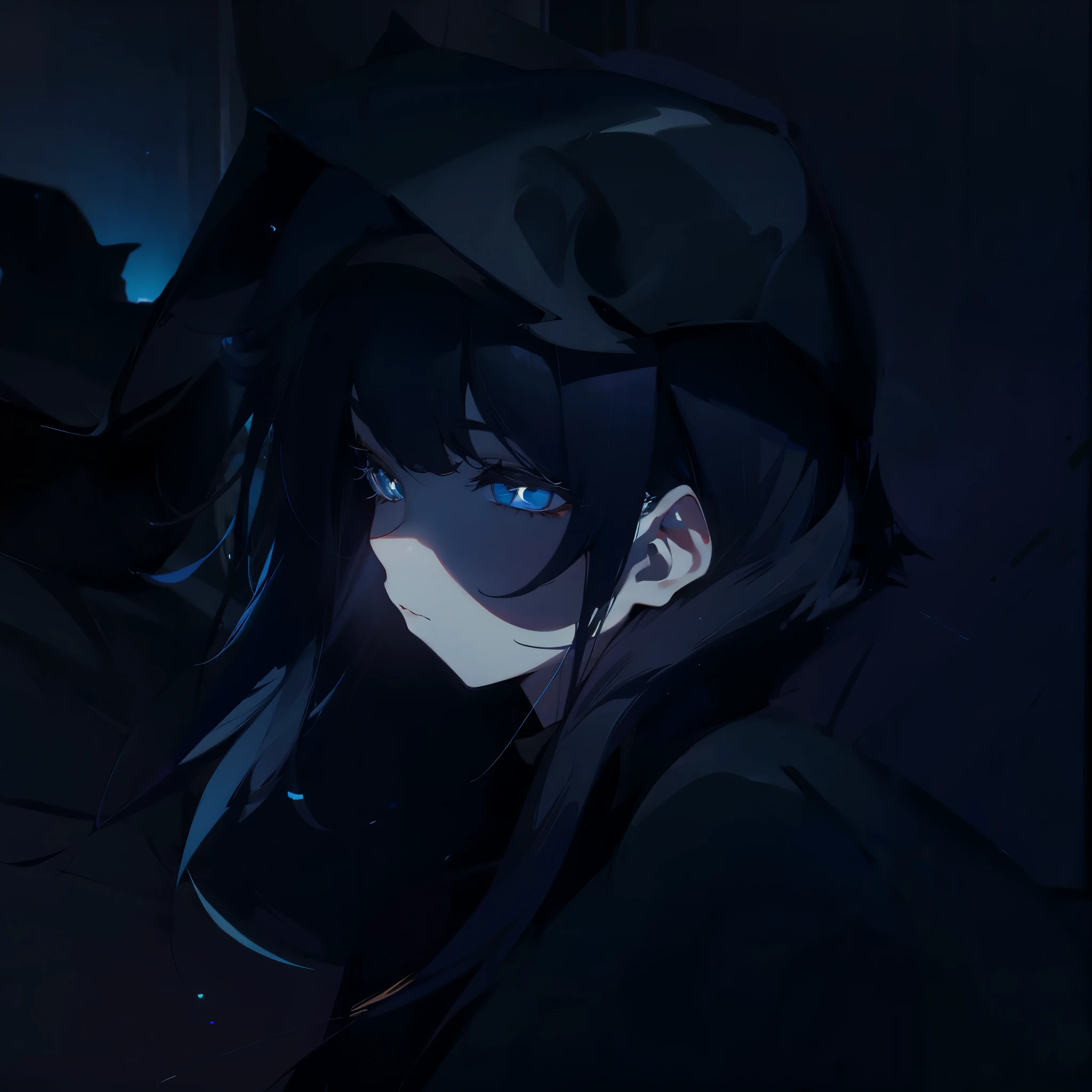 whaite hair，teens girl，black hat，apathy