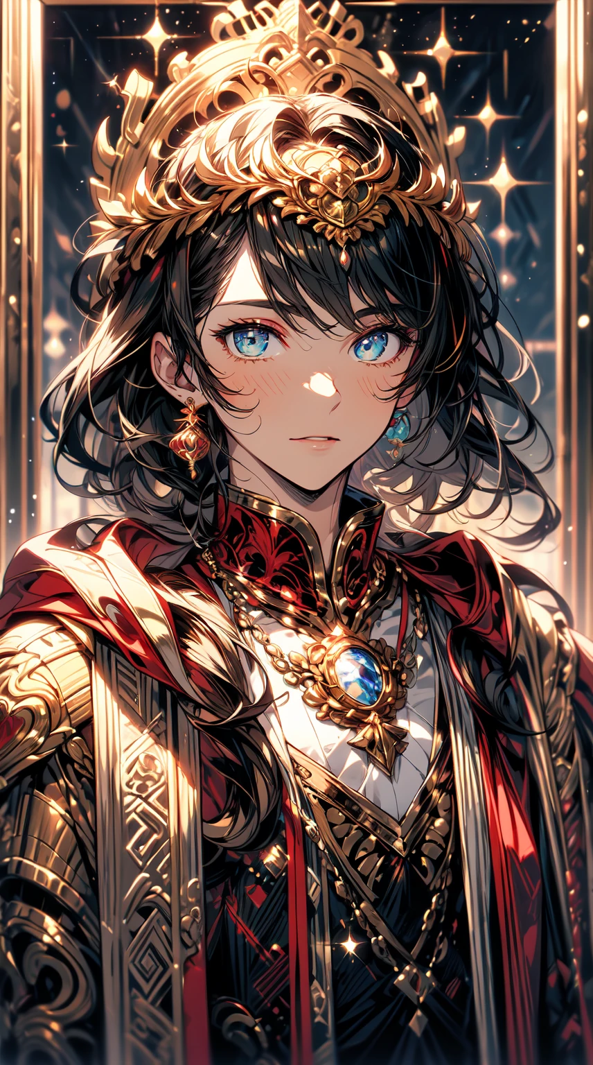 a man with a crown of strawberries on his head, laurel wreath on his head, wearing golden laurel wreath, wearing a laurel wreath, in laurel wreath, dolce & gabbana campaign, has a laurel wreath, dressed in laurel wreath, wearing ornate clothing, portrait of greek god ares, portrait of a young italian male, wearing huge golden crown, fantasy male portrait