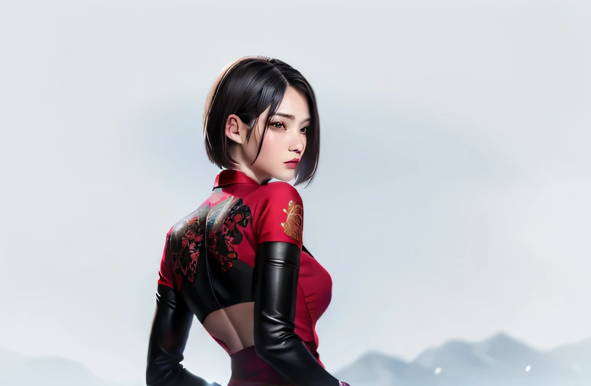 Backless woman,Red clothes，Nice face，Clear  eyes，wearing red cheongsam, Silk fabric,wang爱达&#39;优雅的图案 Best quality at best, 4K, 8K, A high resolution, tmasterpiece:1.2), Flowing skirt, high-heels, ultra - detailed, (actual, realistically, realistically:1.37), Ida.wang, art style embryo, (actual: 1.2), (EndlessReality), (tmasterpiece: 1.2), (Best quality at best), (ultra - detailed), (8K, 4K, iintricate), wear lingerie.