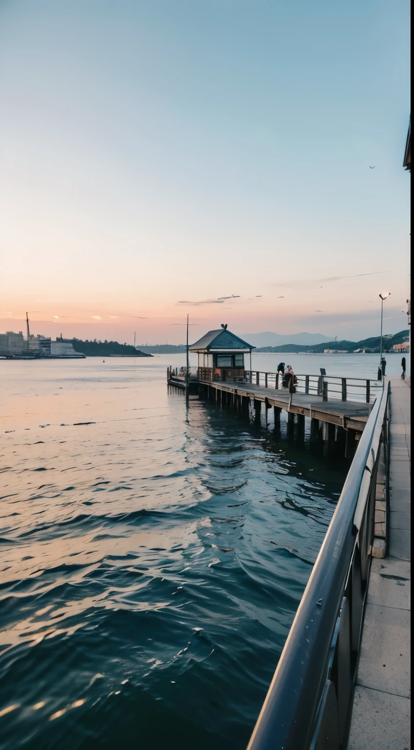 arafed view of a pier with a boa t in the water, a picture by Yi Ja egwan, unsplash, minimalism, shot with iphone 1 0, shot on le ica sl2, shot on nikon d 3 2 0 0, taken with sony alpha 9, taken with sony a7r camera, taken wit h sigma 2 0 mm f 1.4, during s unrise