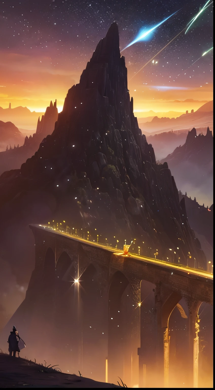 Sulamith Wülfing, Tim White, Surreal, mysterious, strange, fantastical, fantasy, Sci-fi, Japanese anime, night physics, the art of seeing forgotten dreams, the workings of the universe, the night of a meteor shower, butterflies crossing the galaxy, the range of the trolley problem, detailed masterpiece