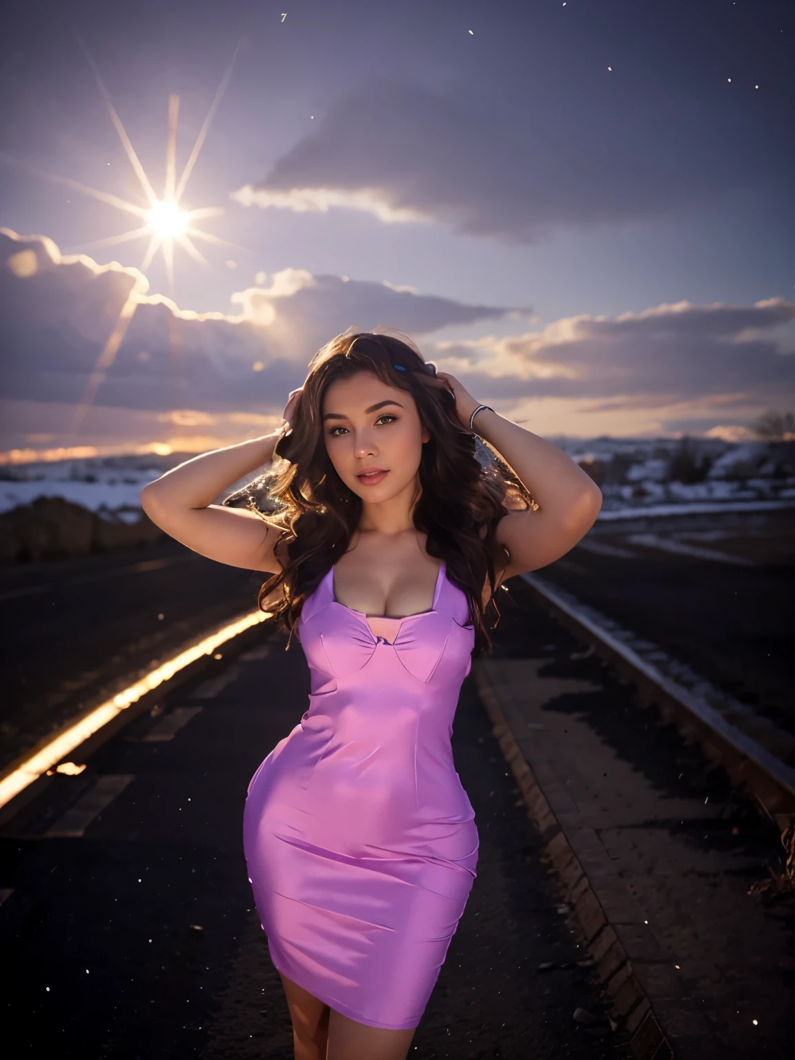 Purple Diamond Dress , Day theme , Snowfalling background , Christmas theme
