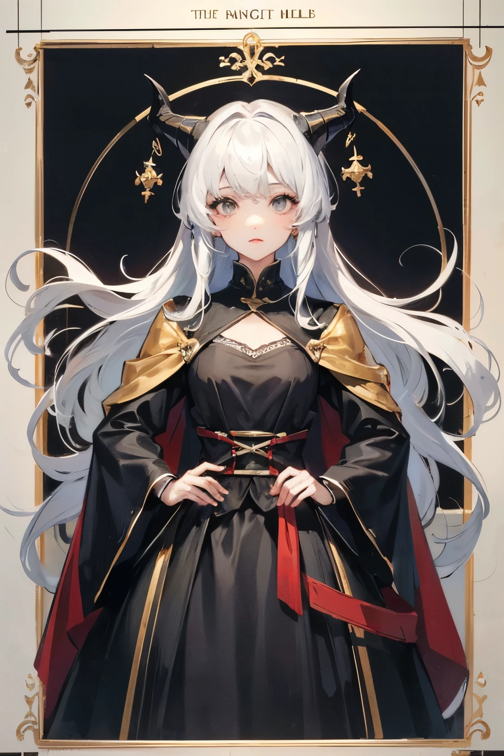 white hair、The long-haired、female pervert、knights、reticent、murky、very short horns、medieval times