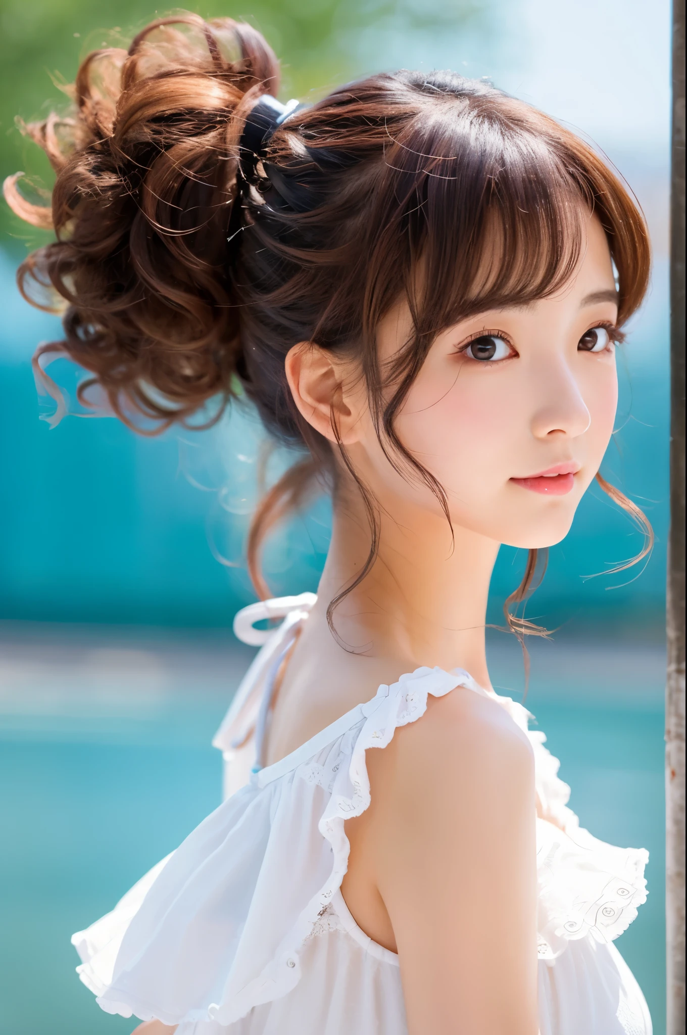 an anime girl with curly ponytail