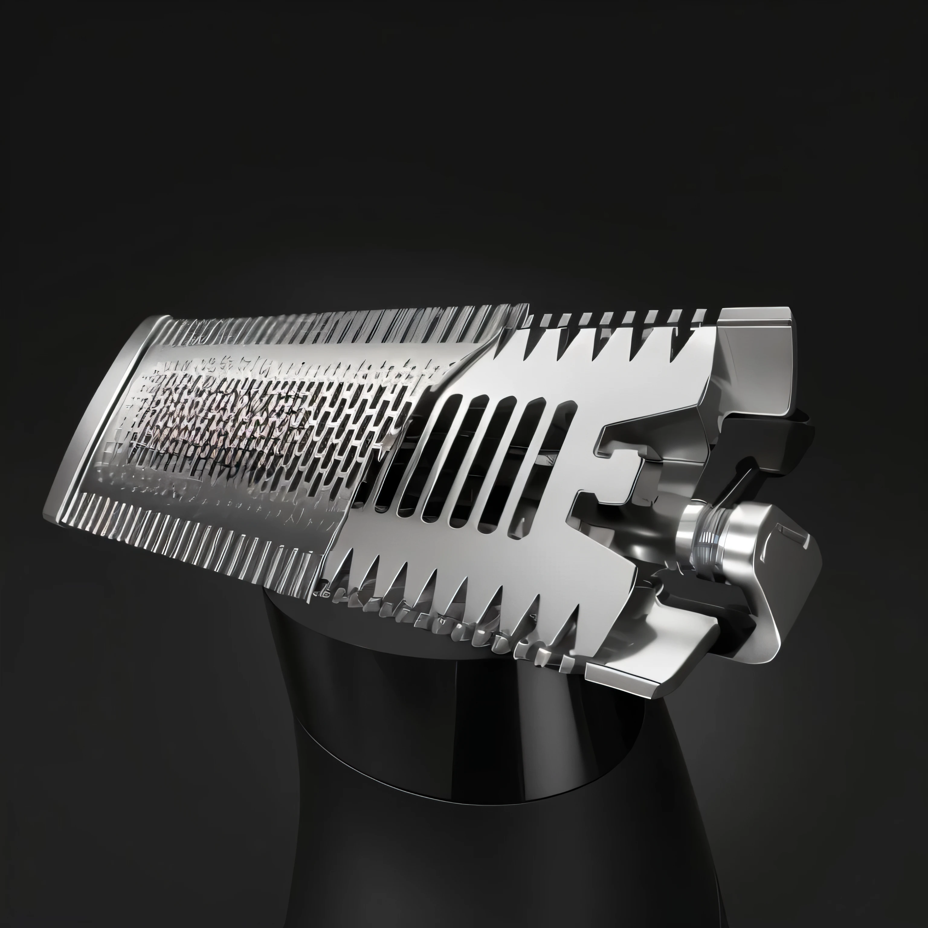 there is a black and silver object with a metal structure, depicted as a 3 d render, 3 d product render, product design shot, hyperdetailed crisp render, dramatic product lighting, sharp high detail illustration, product design render, highly detailed render, extremely sharp detail, concept art | dyson, sharp high detail, hyper realistic detailed render, high detail render