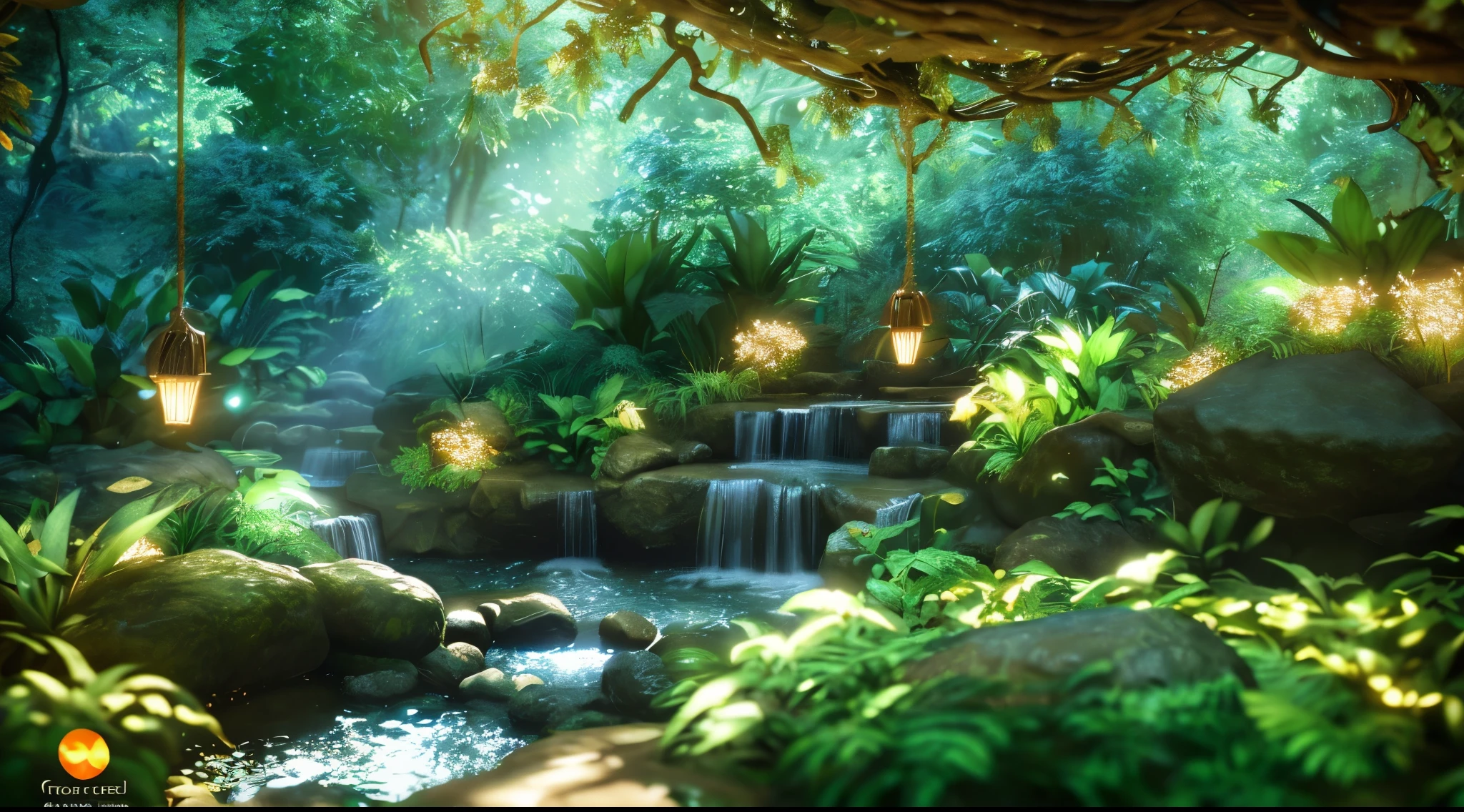 Masterpiece, best quality, (very detailed CG unity 8k wallpaper), (best quality), (best illustration), (best shadows), glow sprite, natural elements in the forest theme. Mysterious forest, breath taking pools, beautiful forest, nature, surrounded by flowers, very detail little fairy girl on a swing alone, smile, detail face, detail nose, detail eyes, detail ears, detail mouth, delicate leaves and branches surrounded by fireflies (natural elements), (jungle theme), (leaves), (twigireflies), (particle effects) etc. 3D , Octane rendering, ray tracing, super detailed