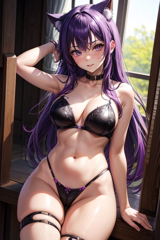 1girl, hot, purple hair, catgirl, sexy revealing outfit,NSFW, high res, ultrasharp, 8K, masterpiece, looking at viewer