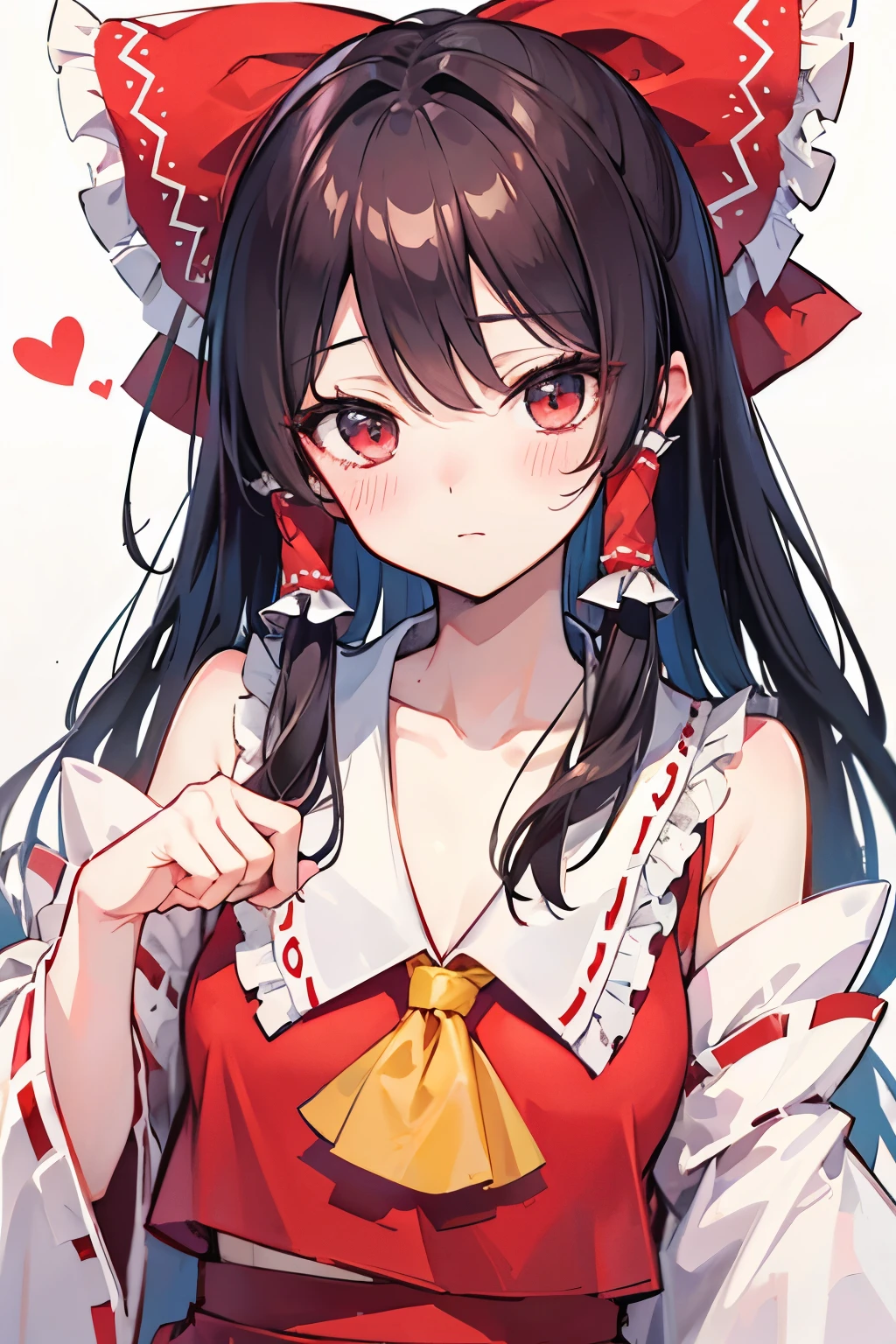 Hakurei Reimu,Touhou project, korean love sign, blush