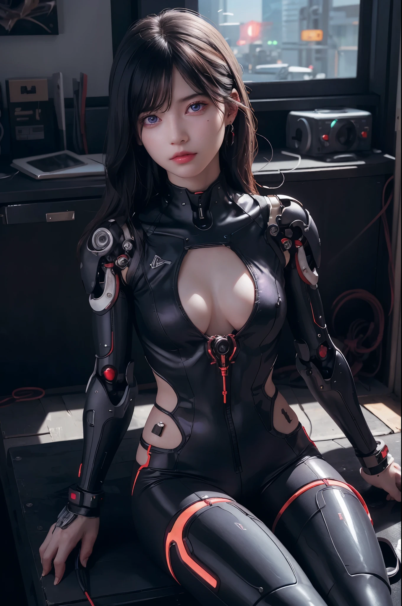 high quality、masterpiece, Two close friends, Beautiful teenage girl, Sitting or kneeling, big tits curvaceous、Cute girl face, cyber punk, cyber punkの服を着る, Full Body Lesbian, futuristic cyber punk, Innocent, Playful, Famous Japanese actresses, Very beautiful face、In the city
