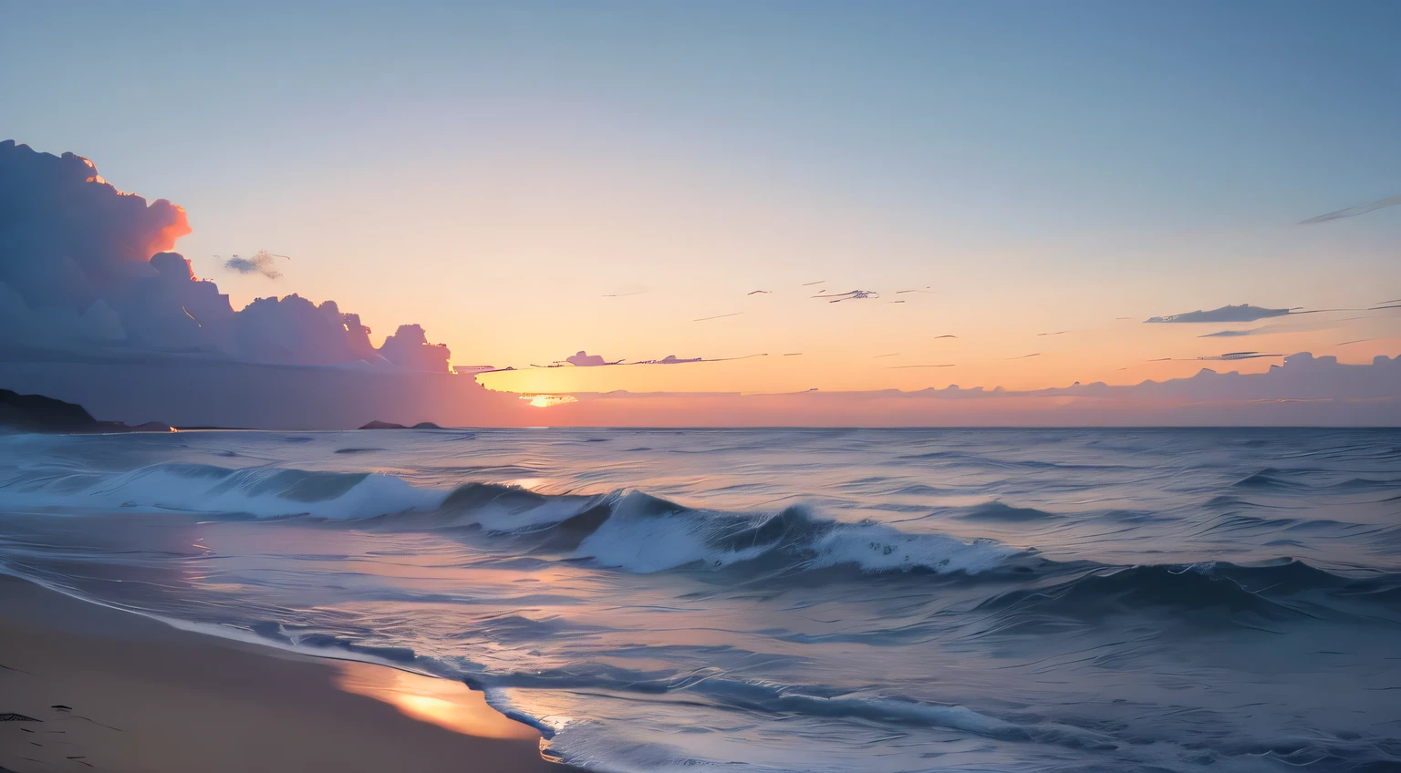 Ocean and cold sunset, 4k wallpaper , unwind
