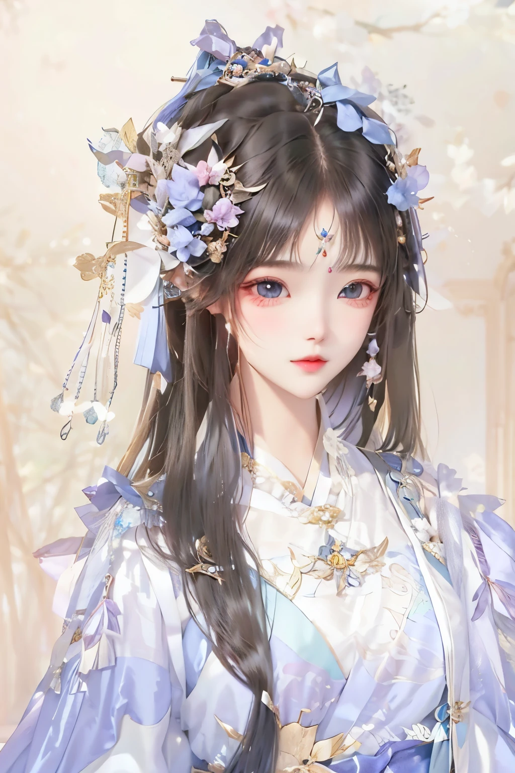 Dressed in blue、Long-haired anime girl wearing a crown, ((beautiful fantasy queen beautiful fantasy queen, Belle peinture de personnage, EtherealBeauty, beautiful anime woman, fantasy art style, beautiful anime style, Beautiful fantasy anime, A beautiful anime portrait, anime goddess, Beautiful anime girls, beautiful and elegant elf queen, Ethereal fantasy, 宮 , A girl in Hanfu