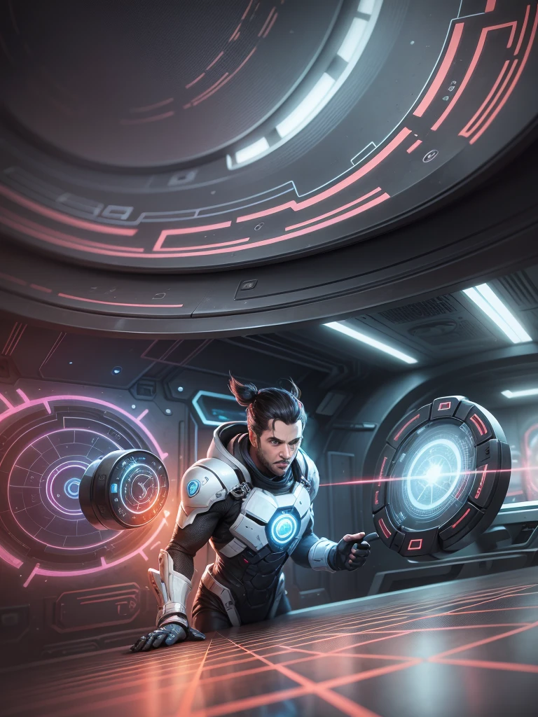 Quantum video game, LEDs, retrofuturistic style, futuristic video game design, quantum futuristic arcade. --auto --s2