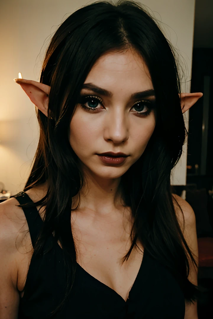 Elf girl,dark hair, dark makeup