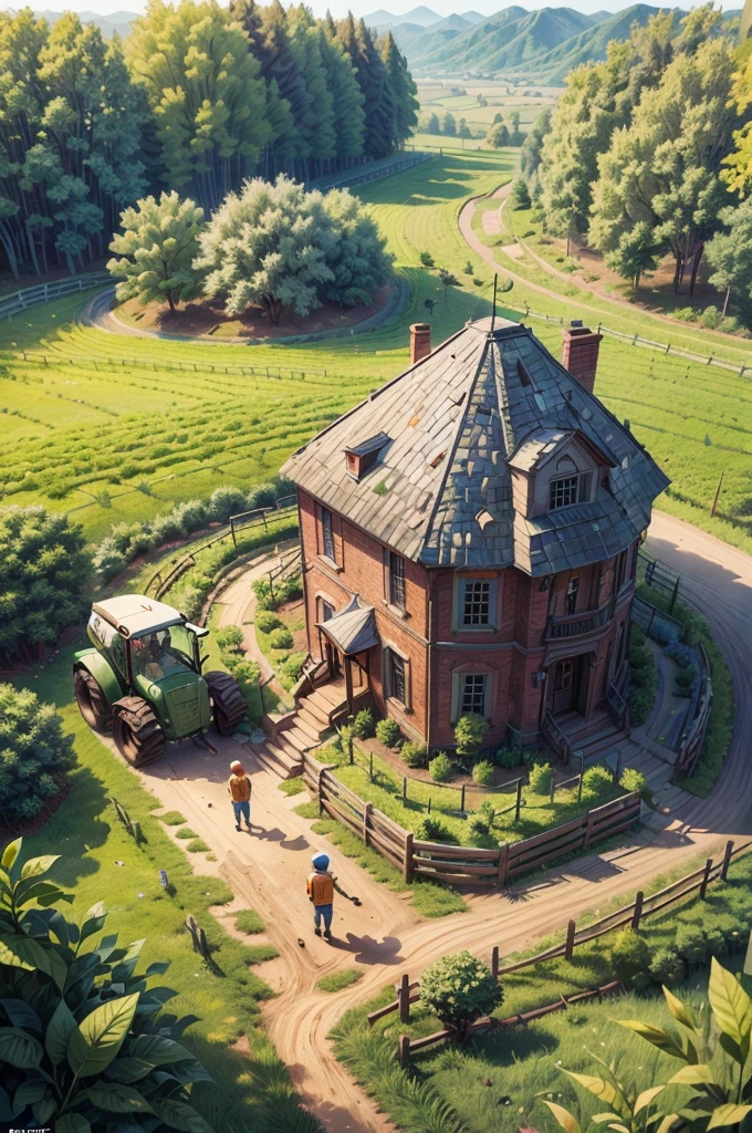 kids, farmer, Doing agricultural work, Country style, Farm Life, intricate, (best quality, masterpiece, Representative work, official art, Professional, unity 8k wallpaper:1.3)