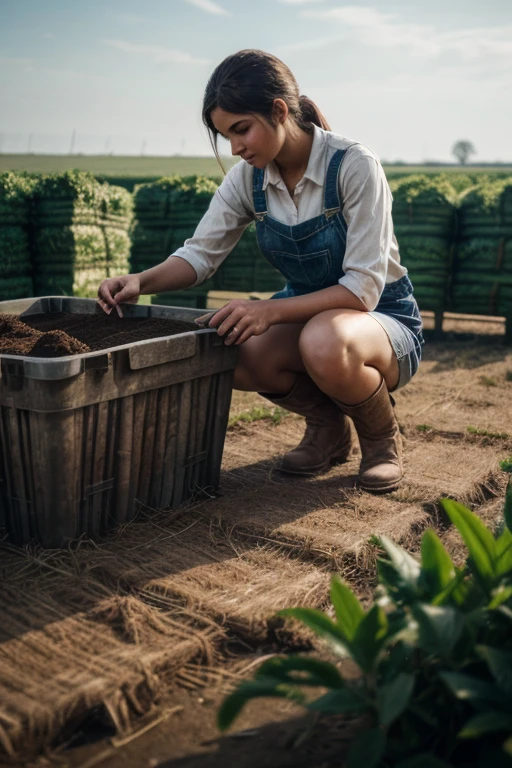 a girl farmer, agricultural work, Country style, Farm Life, intricate, (best quality, masterpiece, Representative work, official art, Professional, unity 8k wallpaper:1.3)