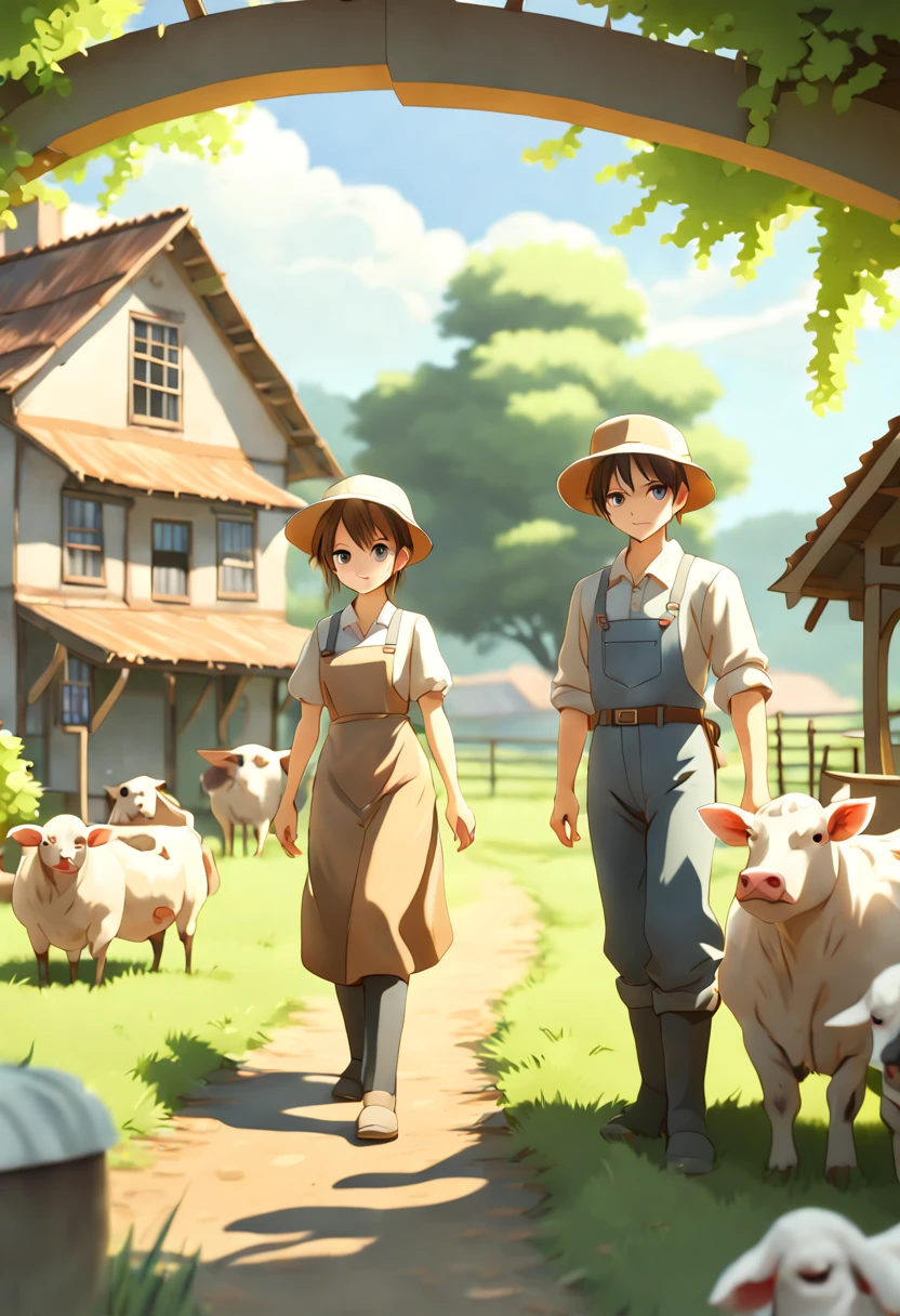 anime style, Country style, Farm Life, intricate, (best quality, masterpiece, Representative work, official art, Professional, unity 8k wallpaper:1.3)